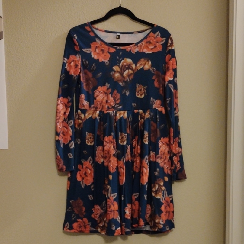 Orange and Brown Floral Dress